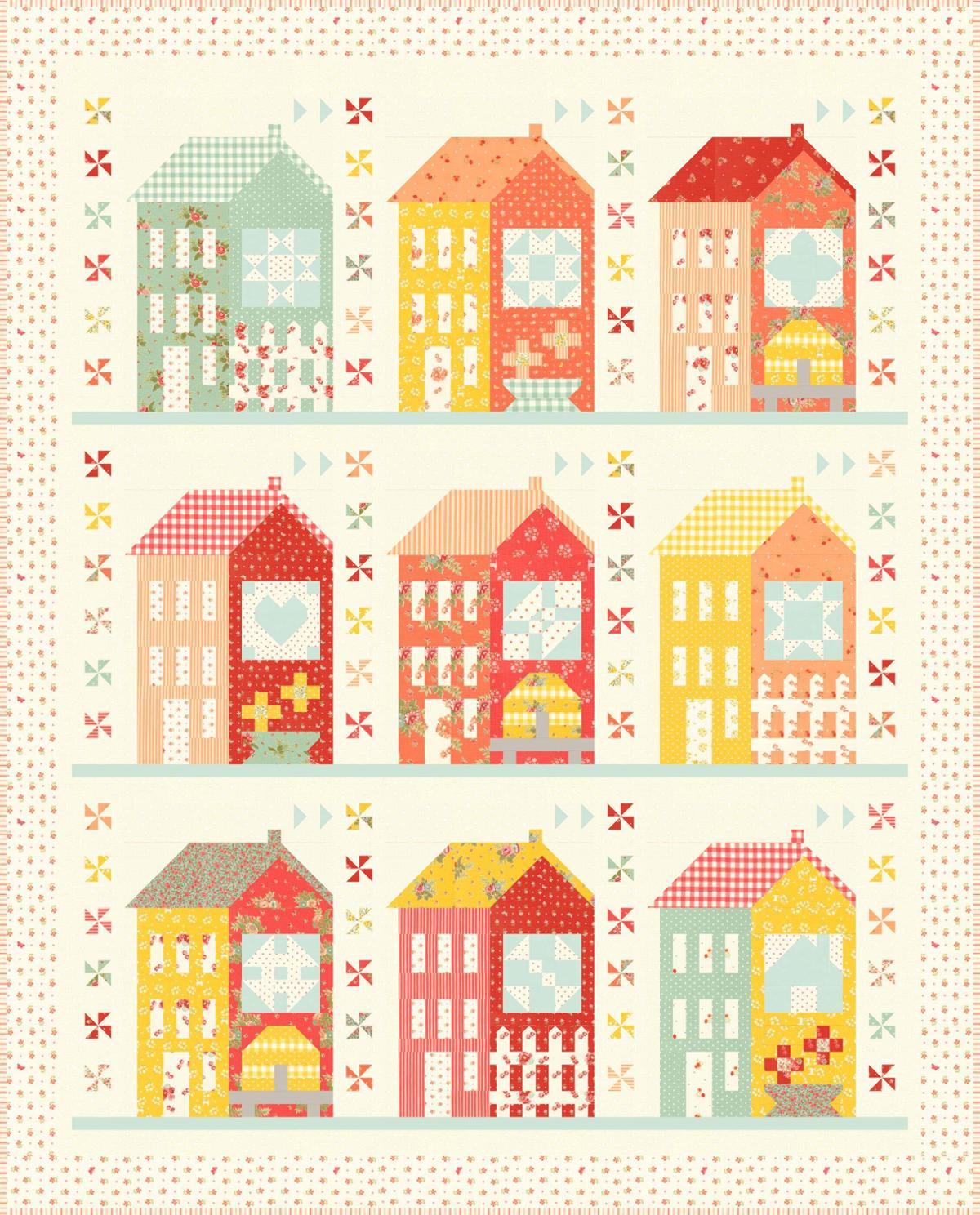Good Neighbors Quilt Kit in Apricot Candy KIT3100 by Wendy Sheppard for Moda