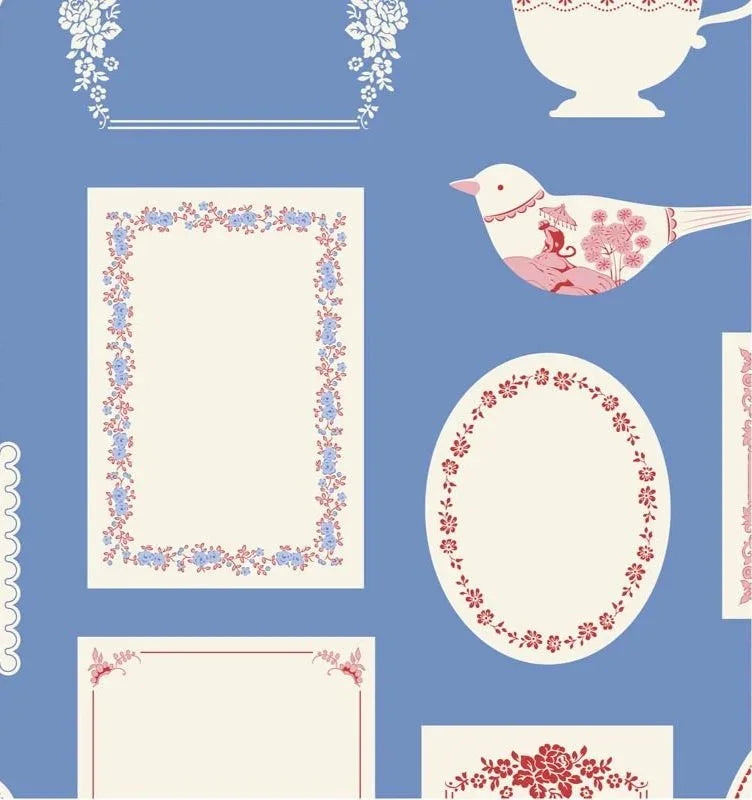 TIL110173-V15 Something Blue - Labels and Ornaments Blue Tilda Fabric Sold by the Half Yard