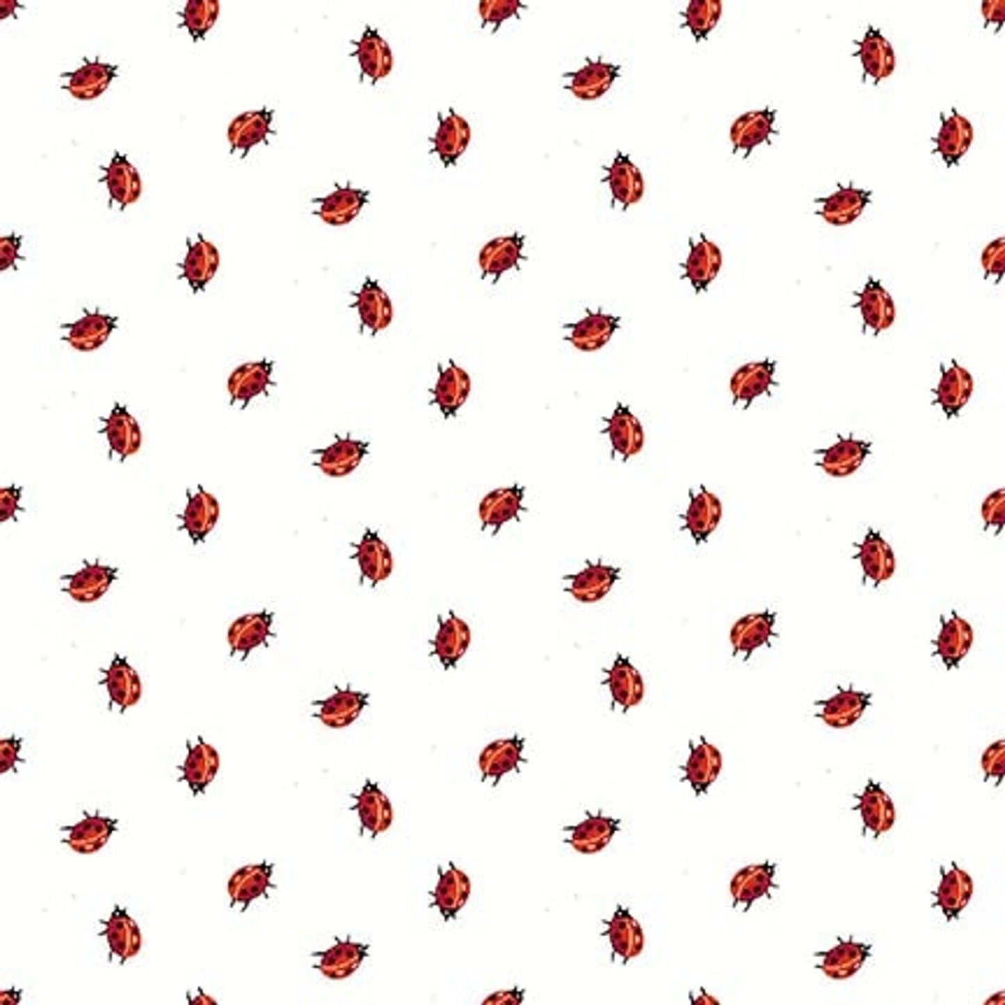 1552-08 Enchanted Forest Tossed Ladybugs White/Red for Henry Glass