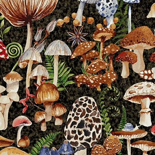 Forest Floor Mushrooms Multi 1817-93 Barb Tourtillotte for Henry Glass