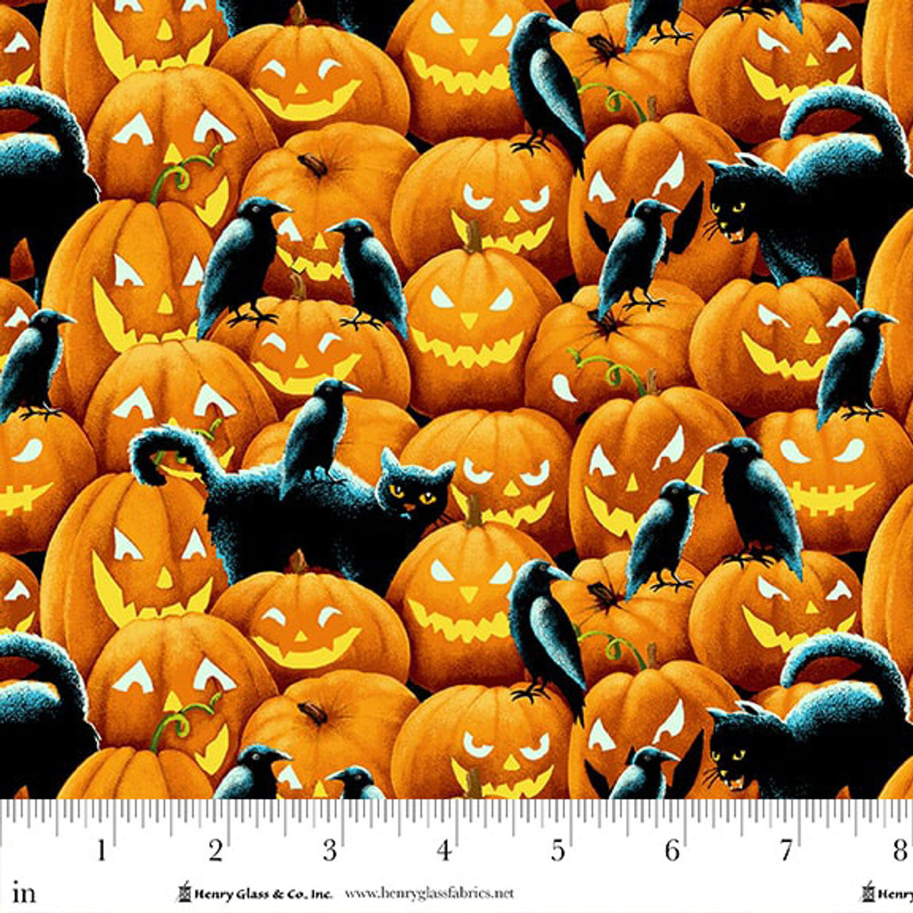 1961G-39 AFTERLIFE PARTY Pumpkin Patch Glow in the Dark by Gail Green for Henry Glass