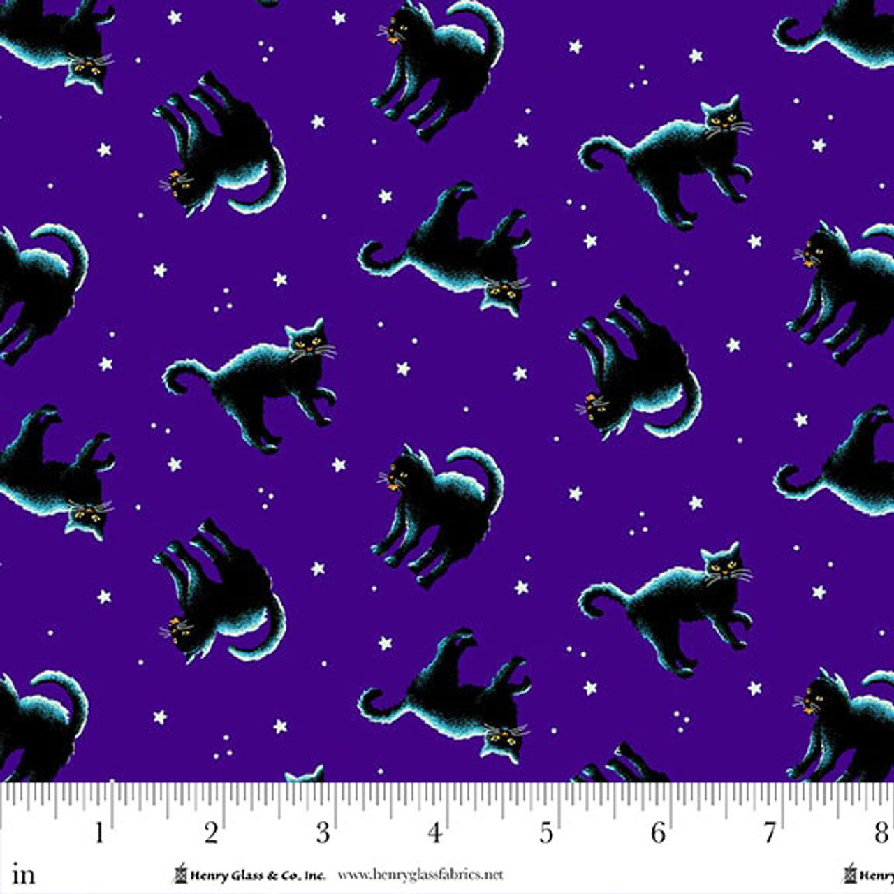 1962G-59 AFTERLIFE PARTY Black Cats on Purple Glow in the Dark by Gail Green for Henry Glass (Copy)
