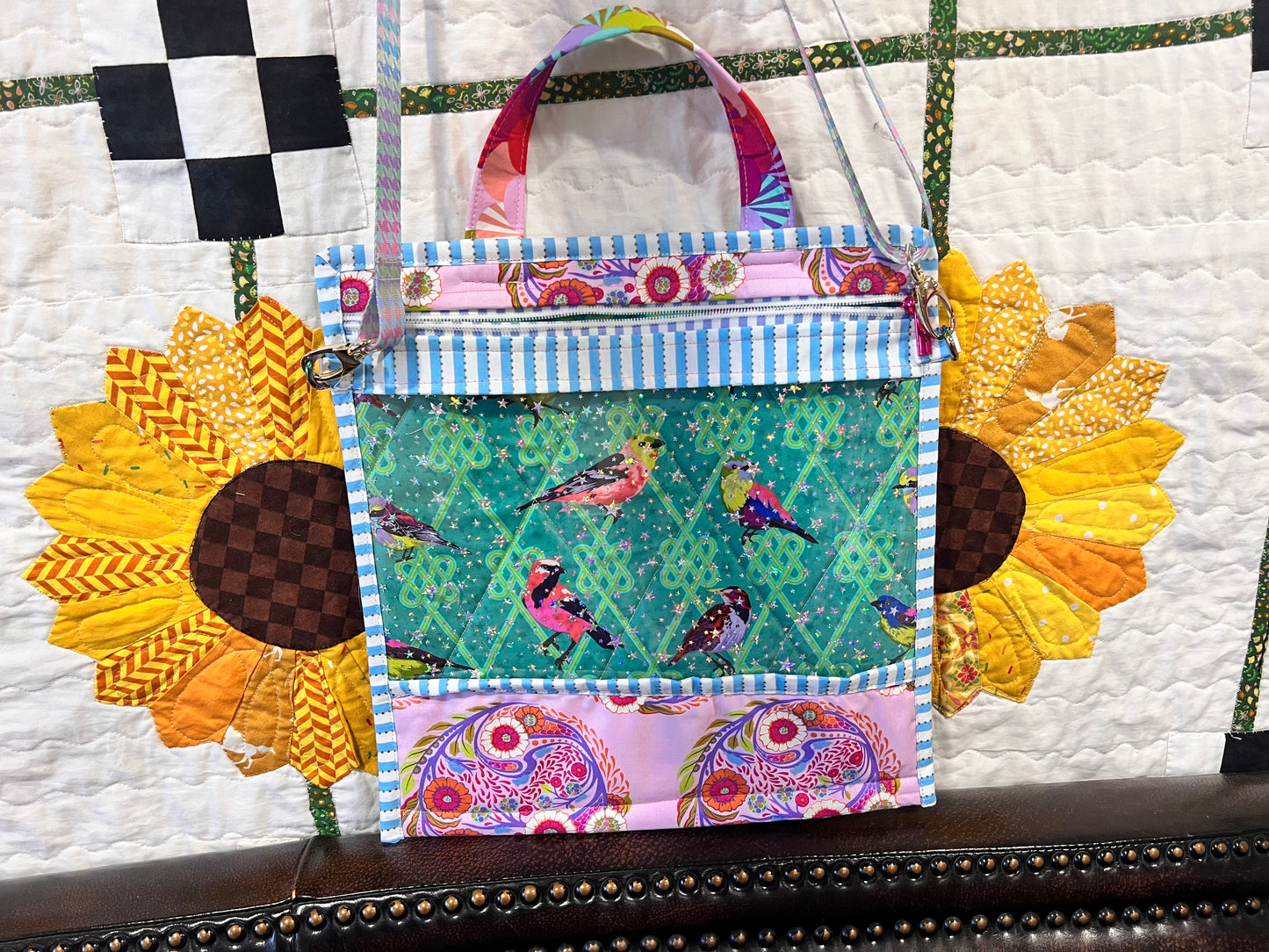 Large Project Bag Tula Pink Strawberry Finch