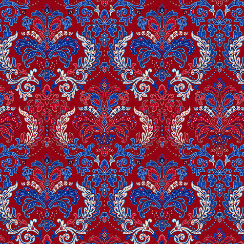 Liberty Hill Damask RED by Color Principle for Henry Glass Fabric Sold by the Half Yard