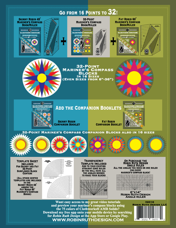 RR164 32 Point Mariner's Compass Book and Ruler Combo