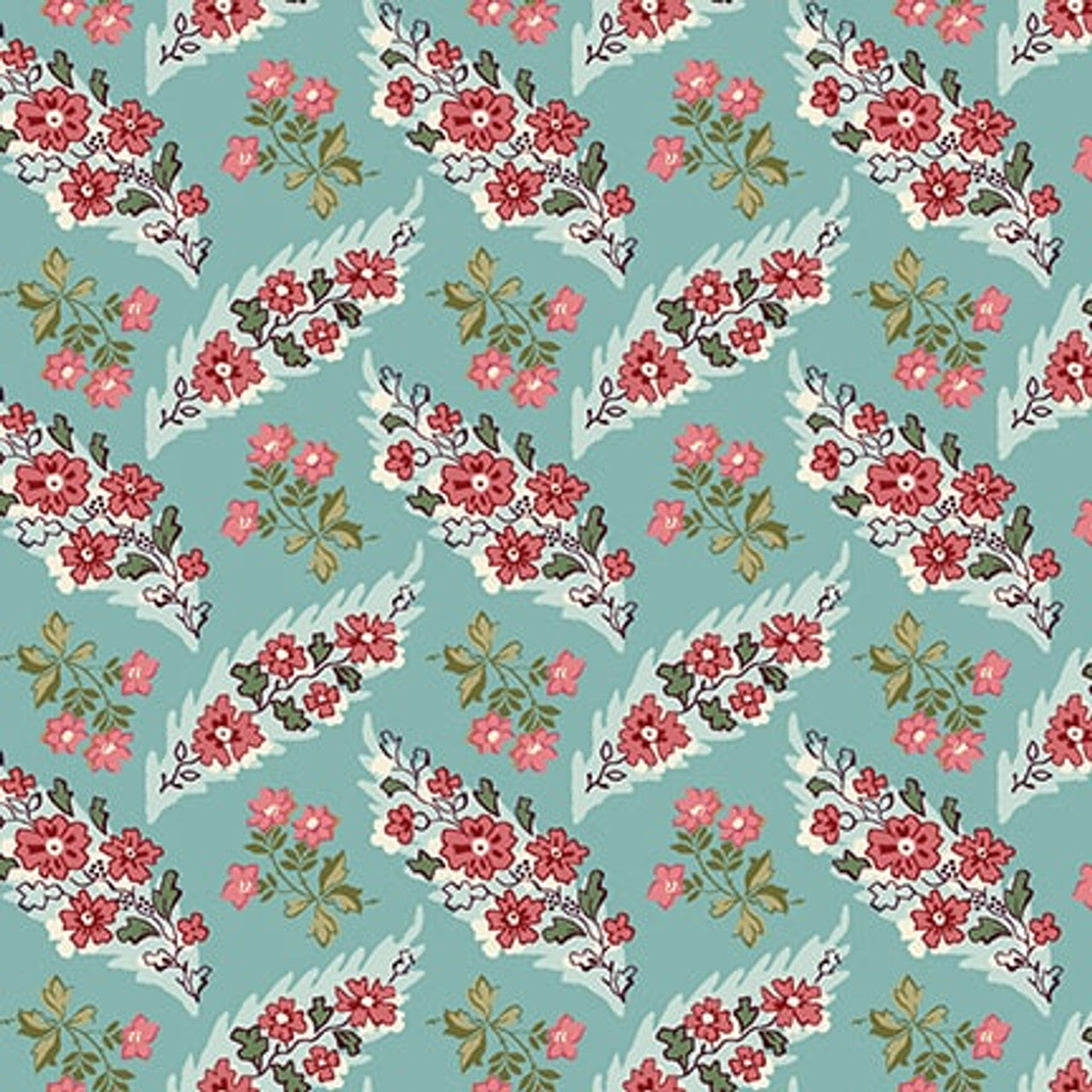 3361-76 FLORAL LEAF TRELLIS TEAL Mariakerke BY Michelle Yeo for Henry Glass