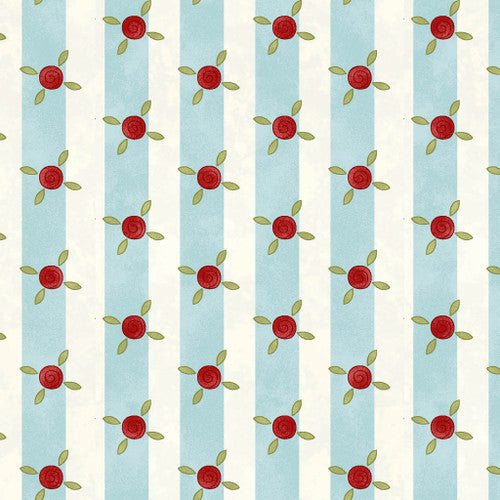 3399-47 Trellis Bows CREAM BLUE Pocket Full of Posies by Gail Pan for Henry Glass
