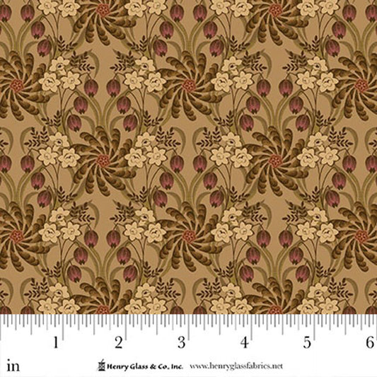 3477-33 Philomena Caramel Medallion and Lilies BY Michelle Yeo for Henry Glass