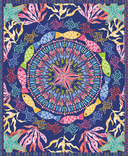 3738P-77 Dark Blue Along the Coast Junebug by Blank Quilting Fabric PANEL