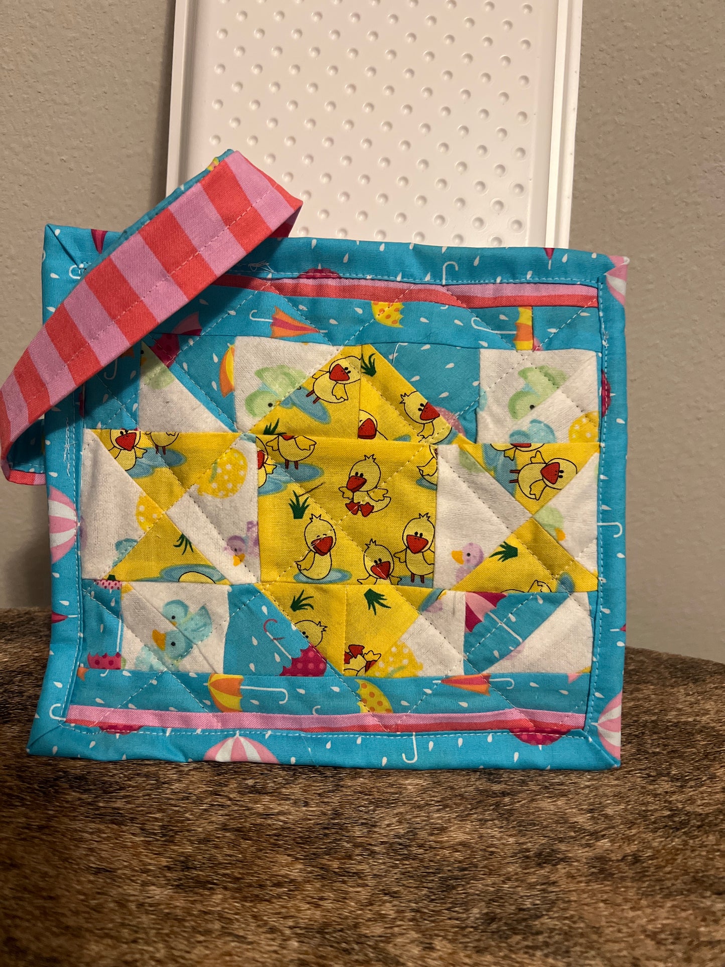 Rubber Ducky Mug Rug Pot Holder with Handle