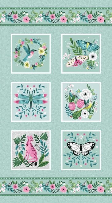 7389P-16 AQUA 24 IN PANEL TROPICAL MENAGERIE for Studio E Fabric