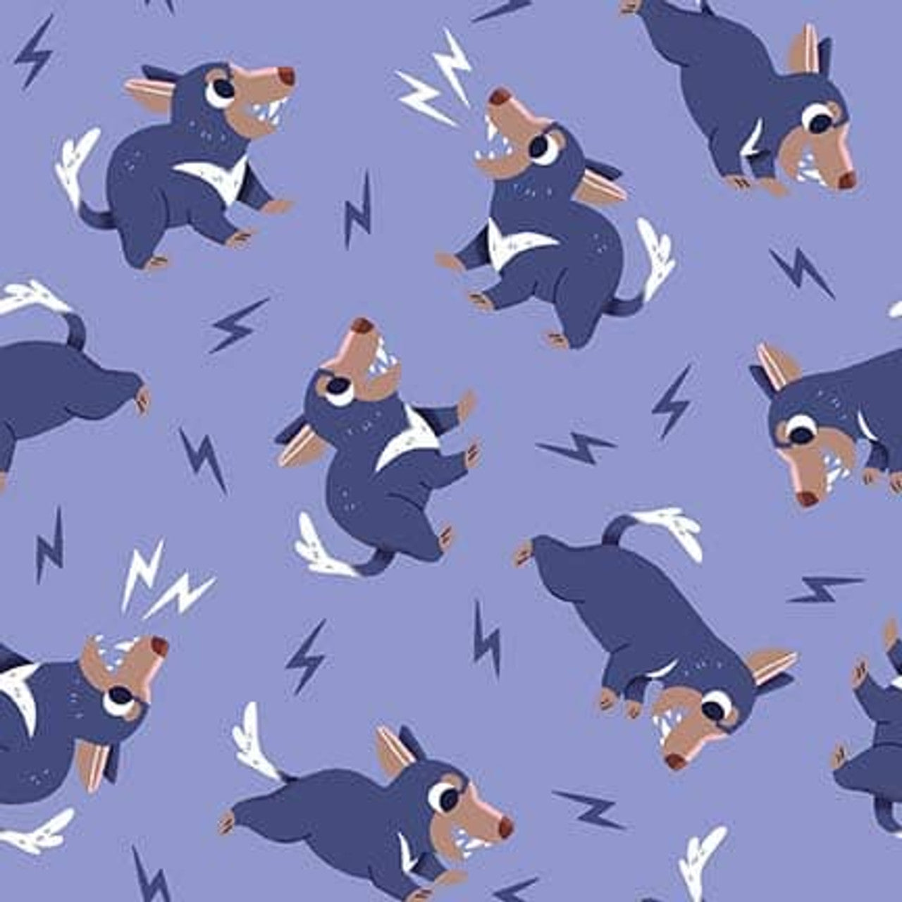 8088-70 PERIWINKLE TASMANIAN DEVILS AUSSIE OZ-BORN Studio E Fabric