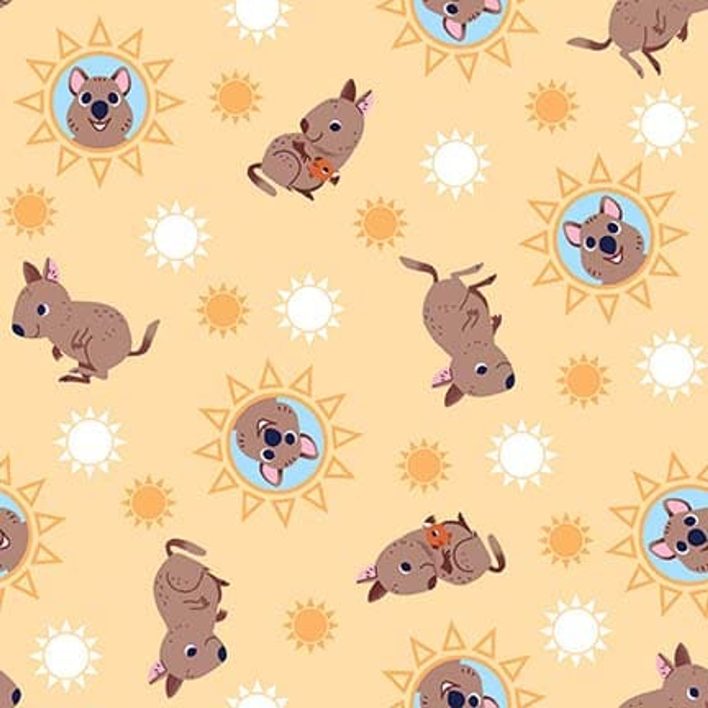 8091-44 YELLOW QUOKKAS AUSSIE OZ-BORN Studio E Fabric