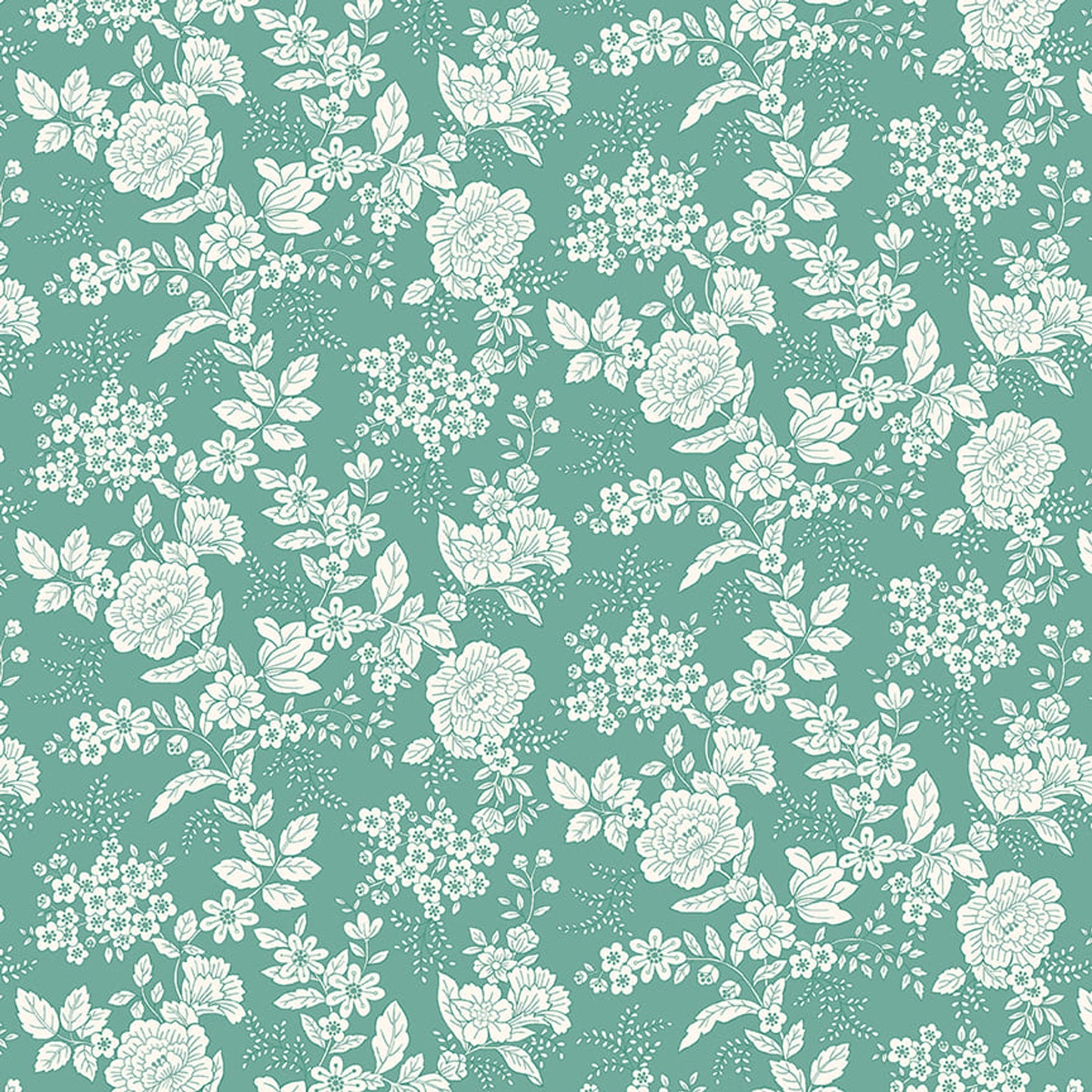Quilter's Flour V 1267-01W Vines with Three Petal Flowers by Henry Glass Fabrics