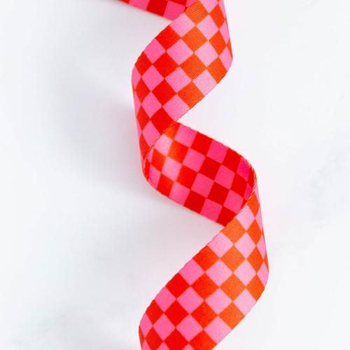 SSCWEB27 Webbing Checker Strawberry 1.5in Stitch Supply Co Trim
