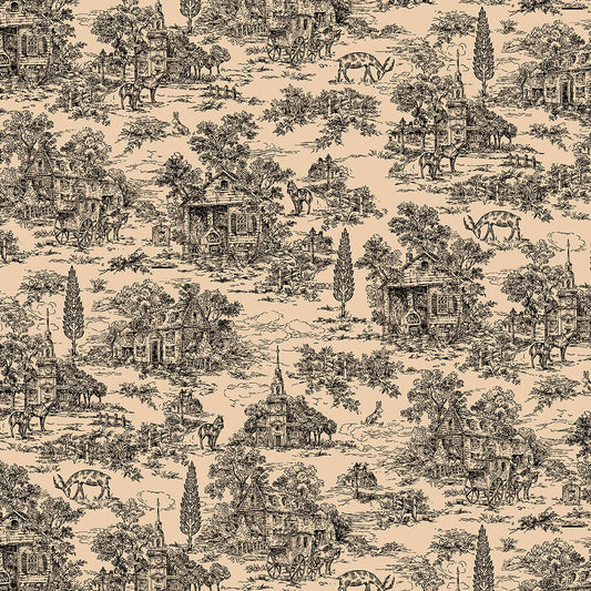 9685-49 Farmhouse Toile Black and Tan Quilt Back 108 inch wideby Kim Diehl for Henry Glass