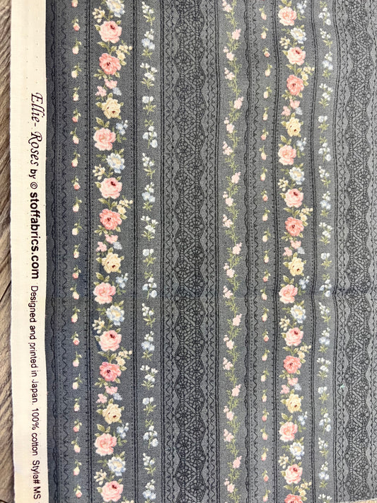 4501-325 Ellie Rose Navy Microfloral Fabric by Stof for Blank Quilting