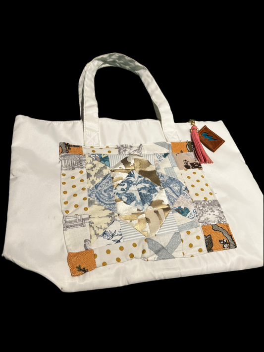 Patchwork Tote Blue and Gold