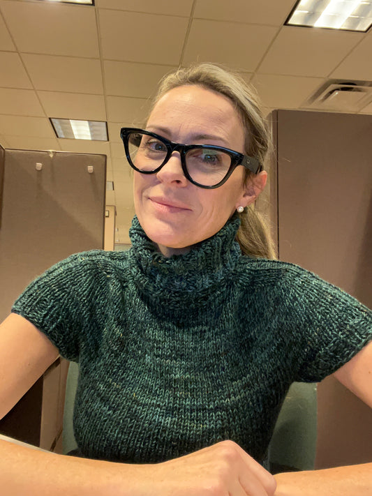 Knitted Sweater Turtle Neck Short Sleeve