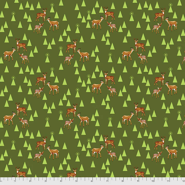 Roadtrip Pine Fresh Green Flannel Holiday Homies by Tula Pink Fabric