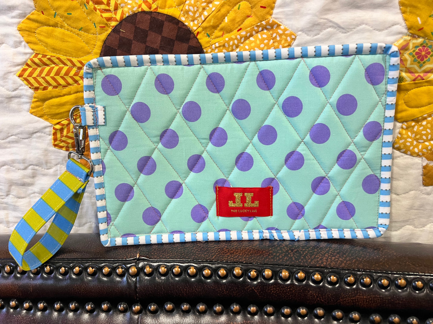 Tula Pink strawberry finch wristlet project bag 