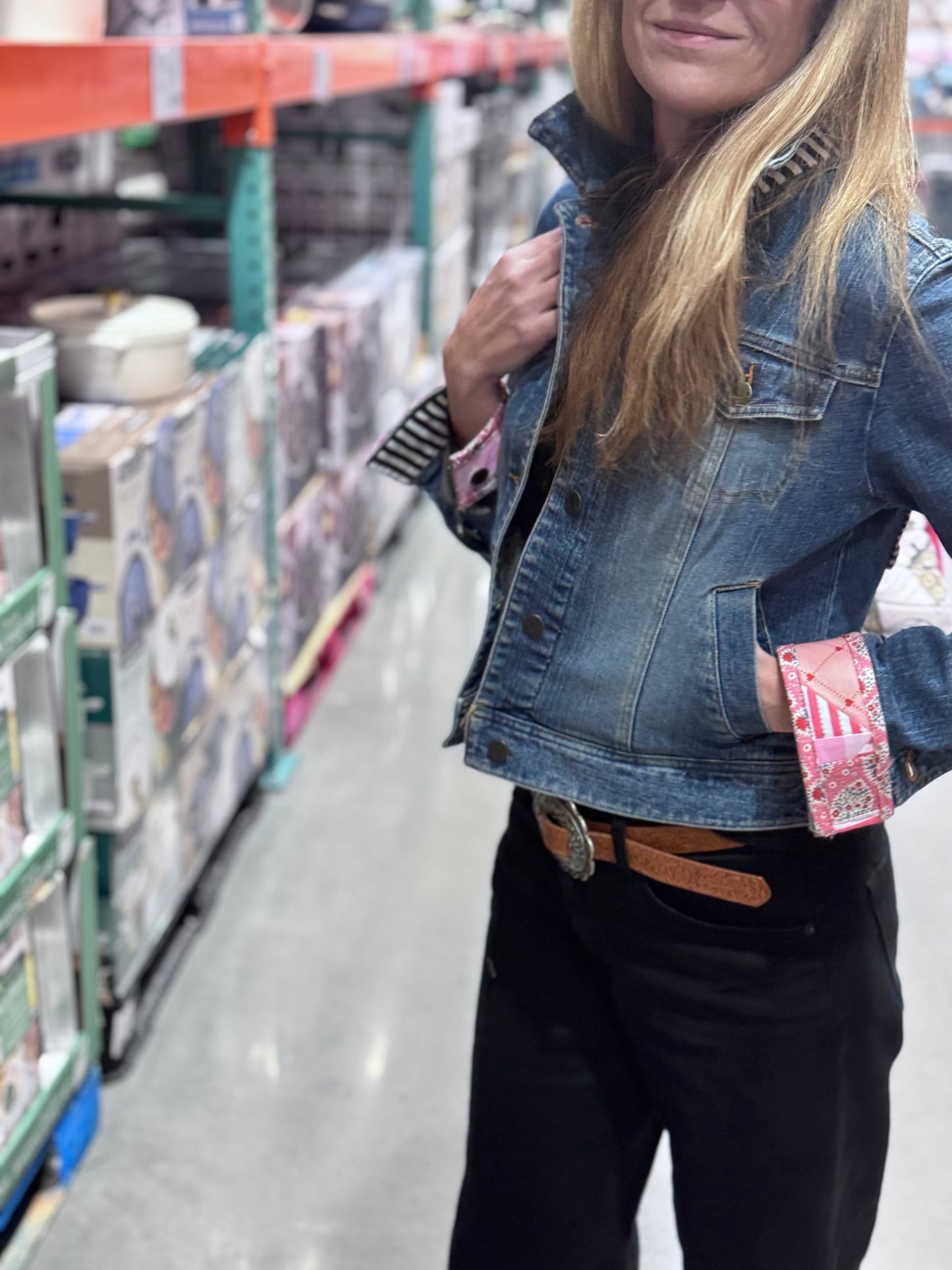 VALENTINE LOVE NOTES Appliqué Quilted Denim Jacket