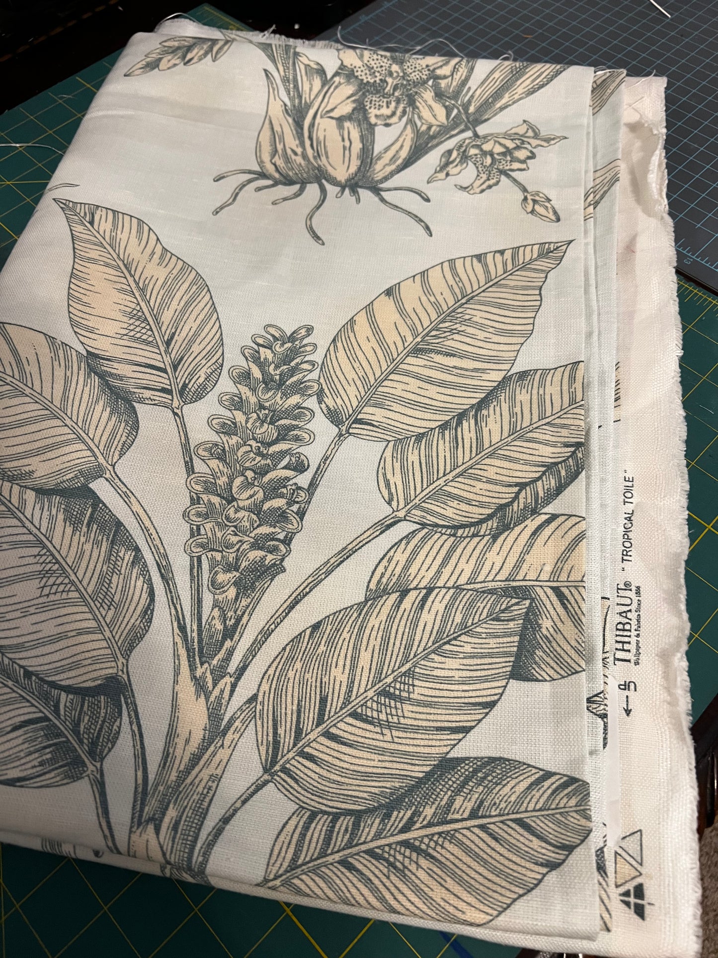 OOP Thibaut Tropical Toile in Sky sold by the Yard