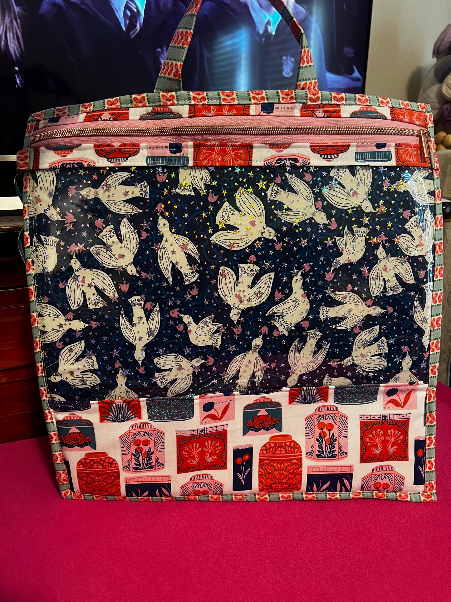 Jumbo Project Bag Endpaper and Tea Ruby Star Society