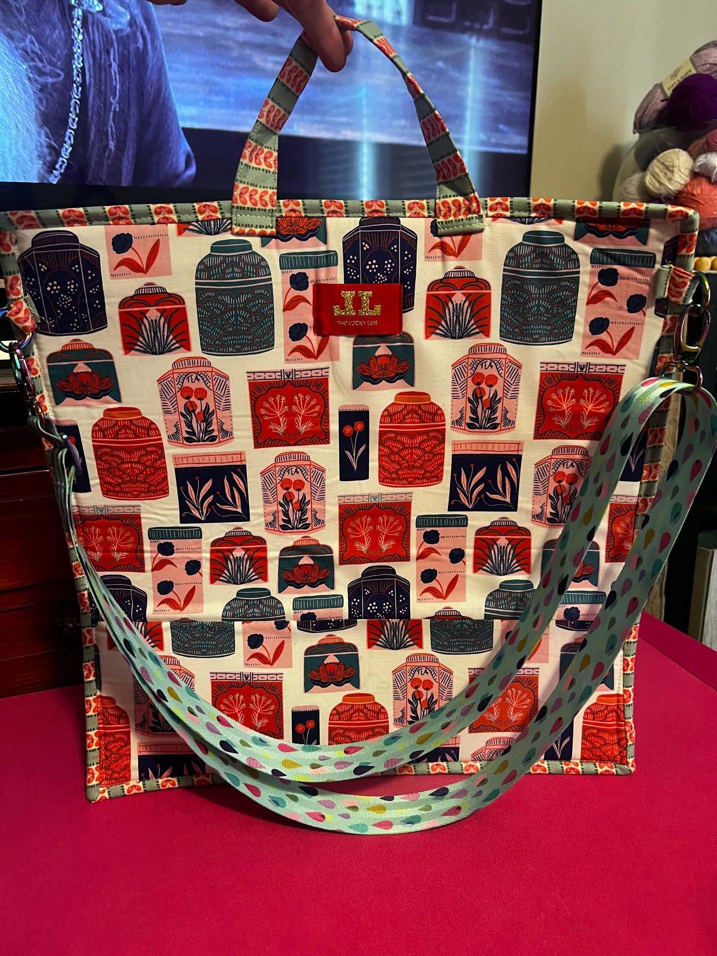 Jumbo Project Bag Endpaper and Tea Ruby Star Society