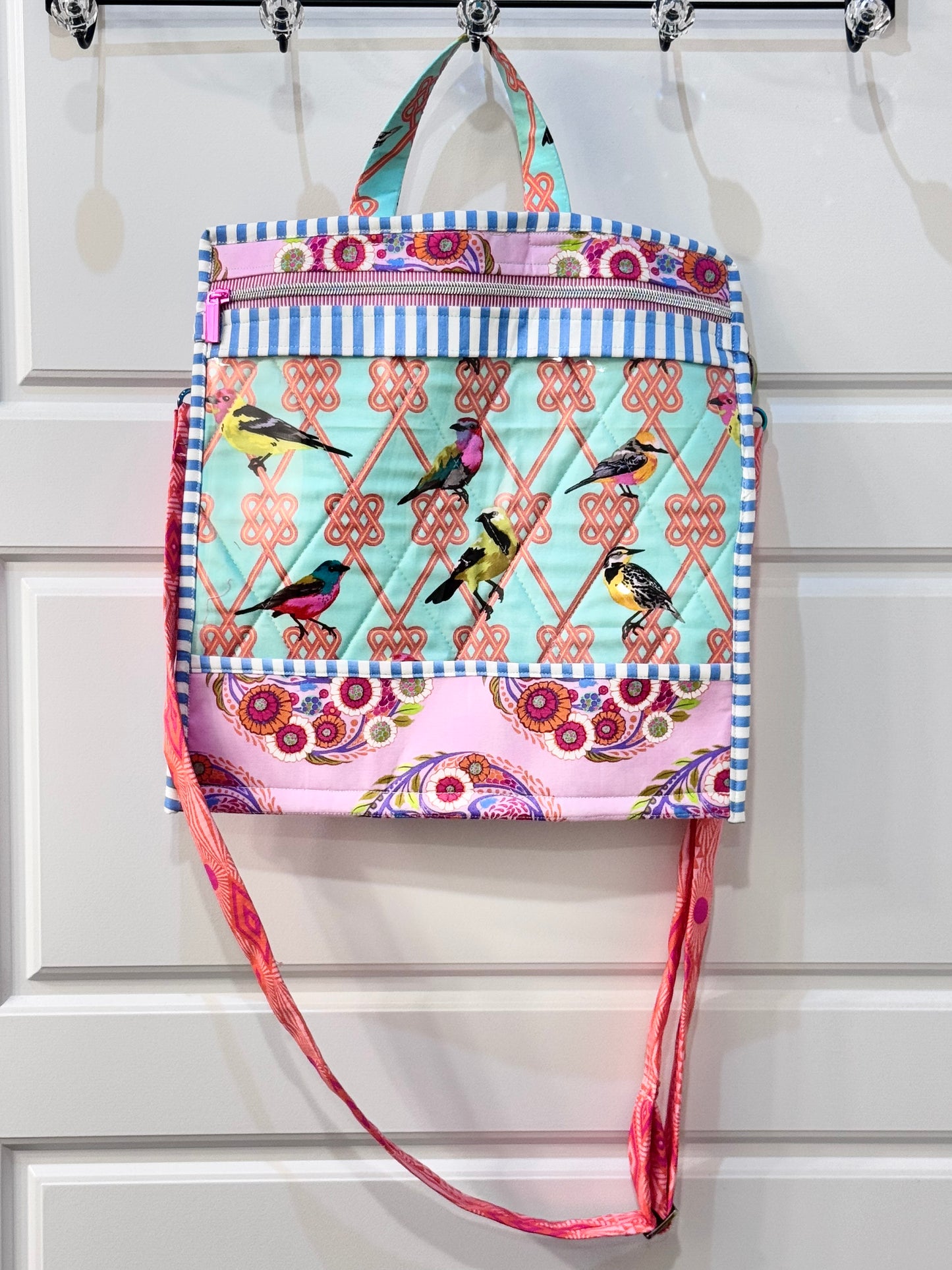 Large Project Bag Tula Pink Strawberry Birdcage