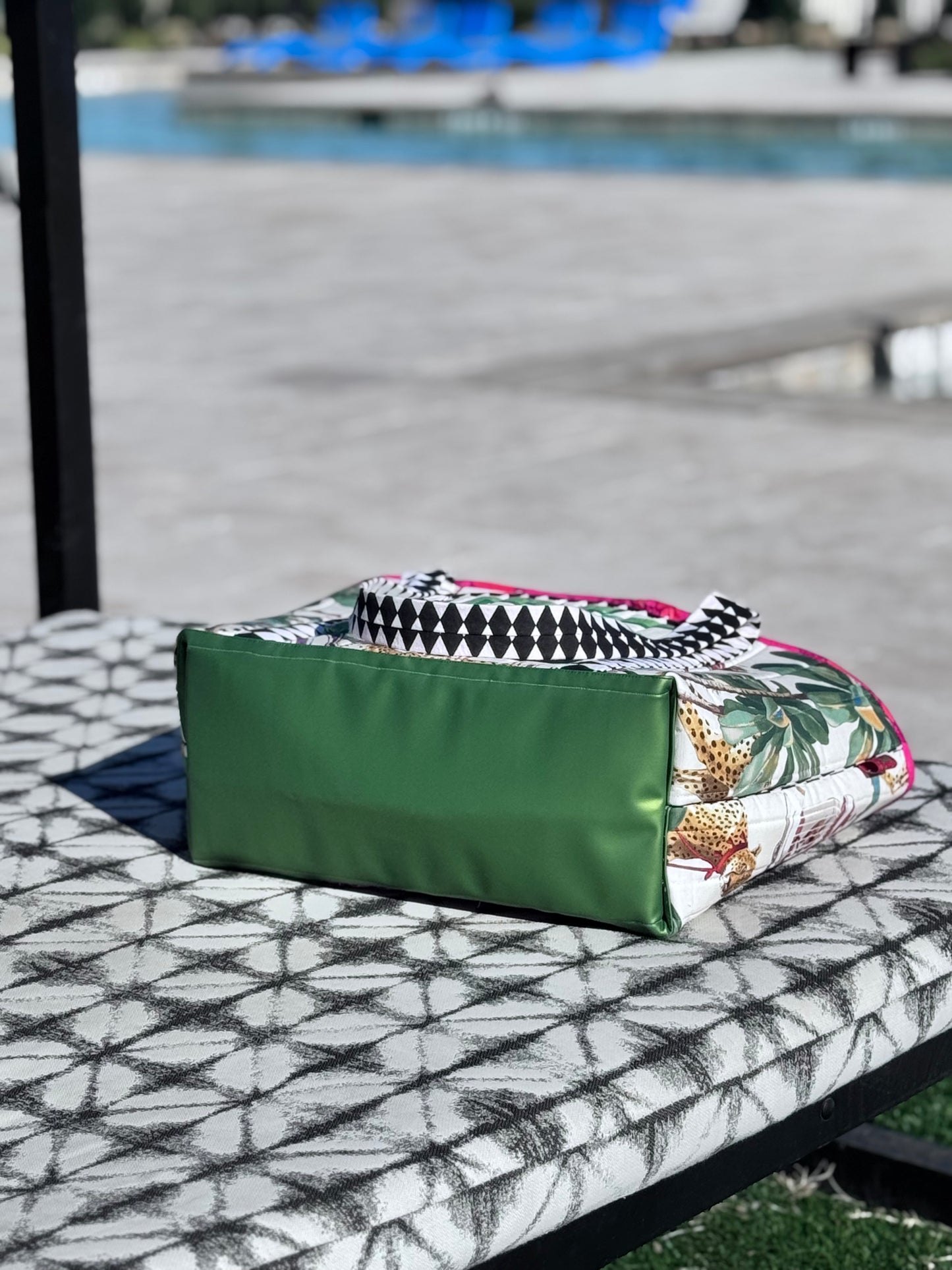 Beach Bag Big Tote Italian Leopard Chinoiserie
