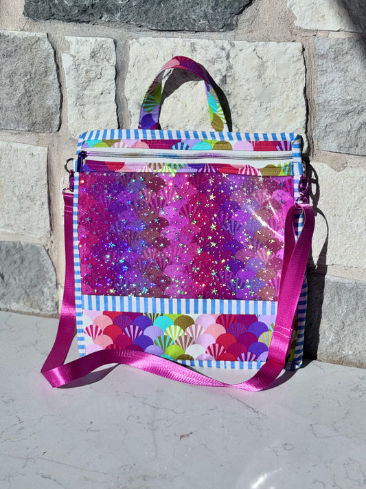 Large Project Bag Tula Pink Fans and Stars Crossbody