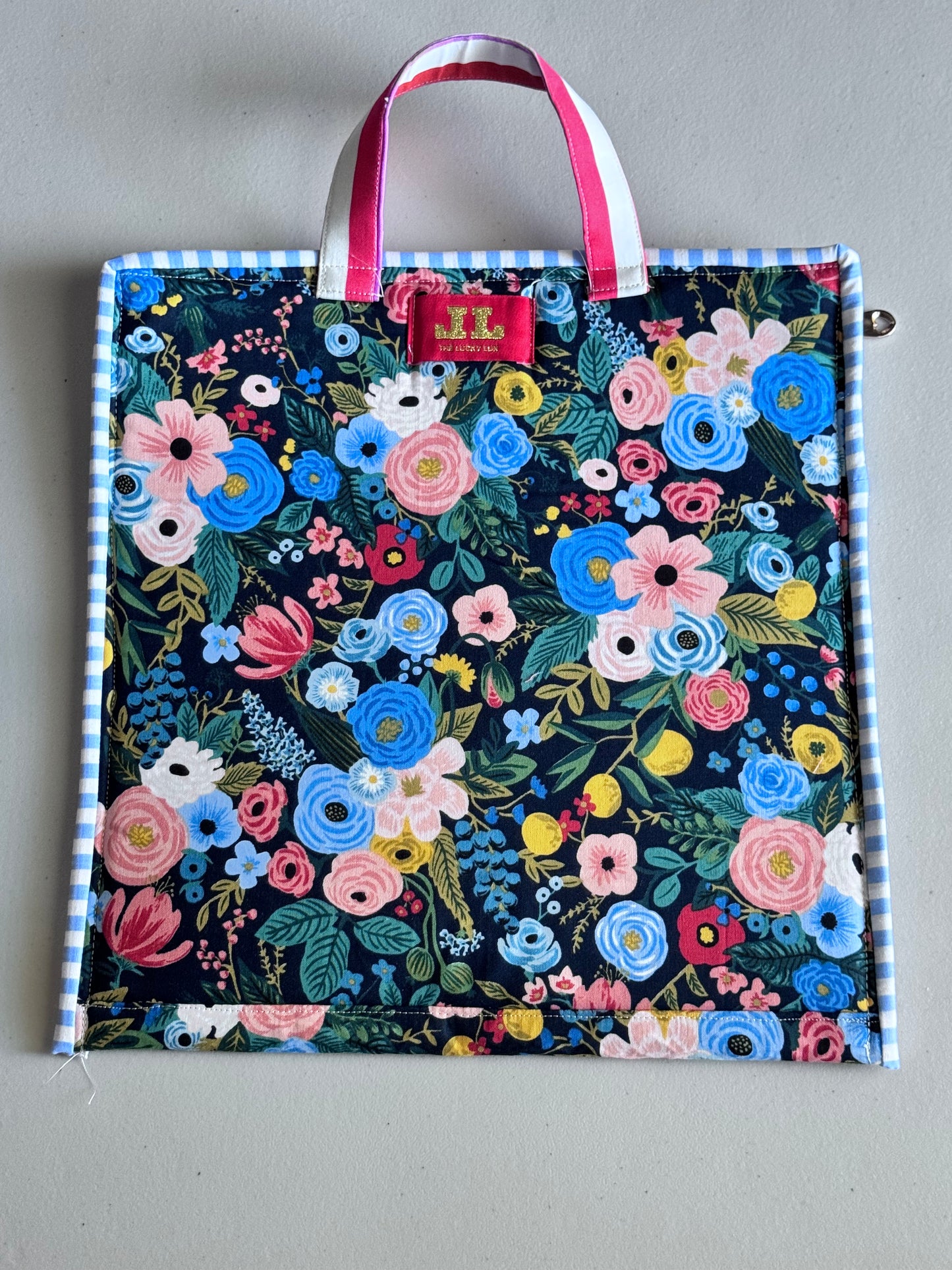 Large Project Bag Rifle Paper Curio Navy and Florals