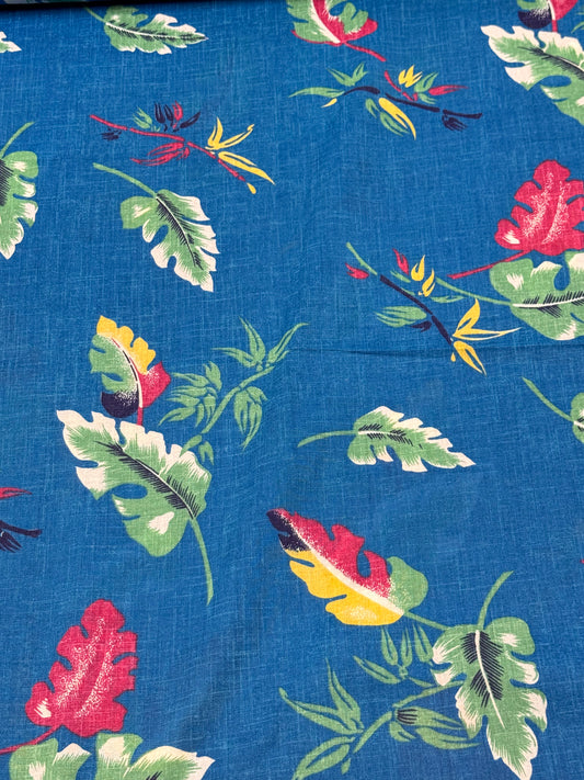 Leafs and twigs Blue Unbranded Cotton Fabric