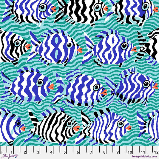 Minnows AQUA by Brandon Mably for Kaffe Fassett Collective Sold by the Half Yard