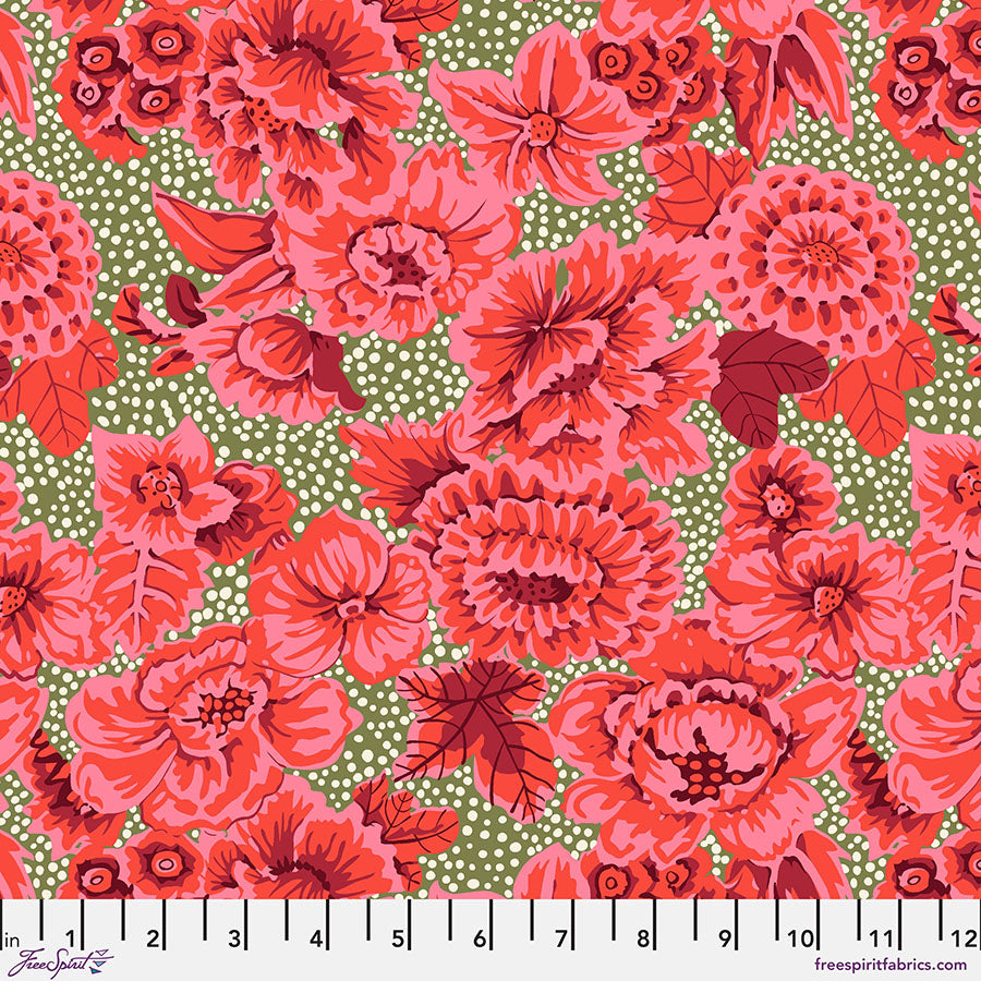 Floral with Dots RED Kaffe: From the Archives | Kaffe Fassett Collective Sold by the Half Yard - PRE-ORDER