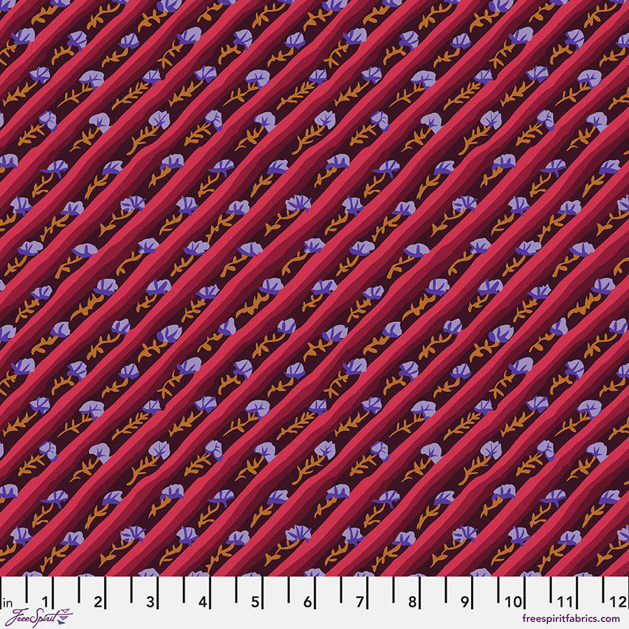 Diagonal Poppy AUBERGINE Kaffe: From the Archives | Kaffe Fassett Collective Sold by the Half Yard - PRE-ORDER