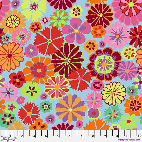Folk Flower Pink(Blue) Kaffe Fassett Collective Sold by the Half Yard