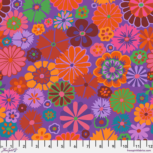 Folk Flower Red (Purple)  Kaffe Fassett Collective Sold by the Half Yard