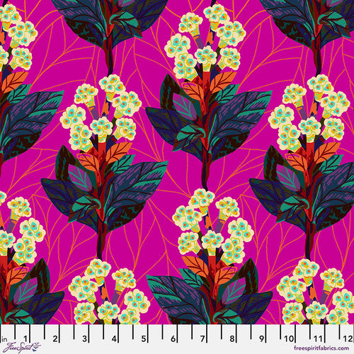 Bloomology Hydrangea in Magenta Monika Forsberg for Convservatory Craft Sold by the Half Yard