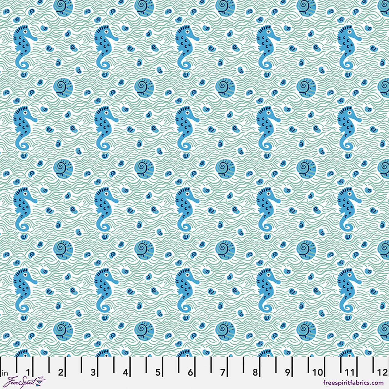 Shallows Mint Rising Tide by Monika Forsberg Fabric Sold by the Half Yard