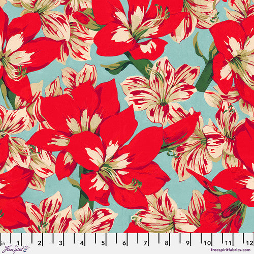 Holiday Floral RED Holly Day by Martha Negley Sold by the Half Yard