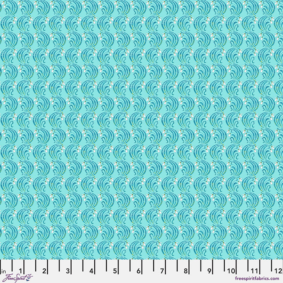 January - Turquoise - Language of Flowers by Odile Bailloeul for Free Spirit Fabric