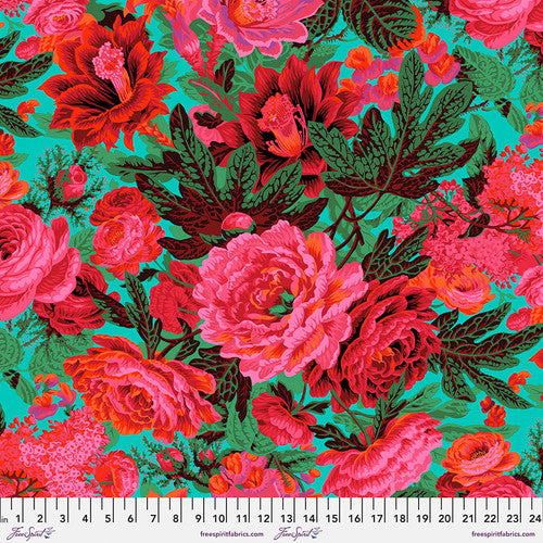Floral Burst MAROON Philip Jacobs for Kaffe Fassett Collective Stash Sold by the Half Yard