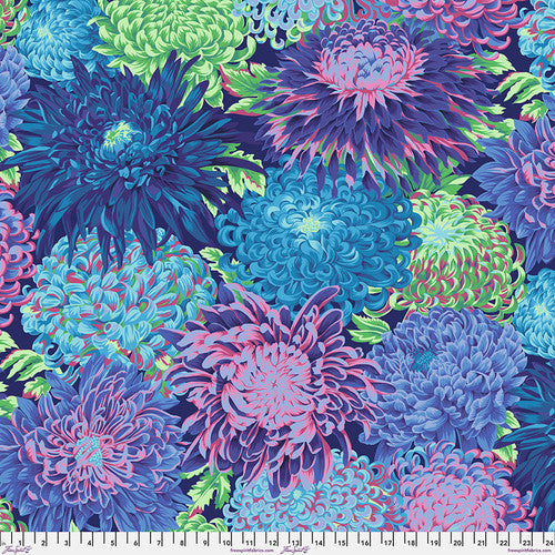 Japanese Chrysanthemum Blue Philip Jacobs for Kaffe Fassett Collective Sold by the Half Yard