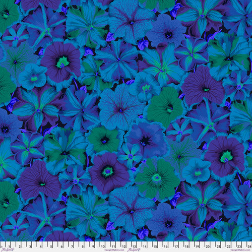 Petunias BLUE Philip Jacobs for Kaffe Fassett Collective Sold by the Half Yard