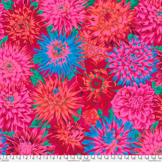 Cactus Dahlia RED by Philip Jacobs for Kaffe Fassett Collective Sold by the Half Yard