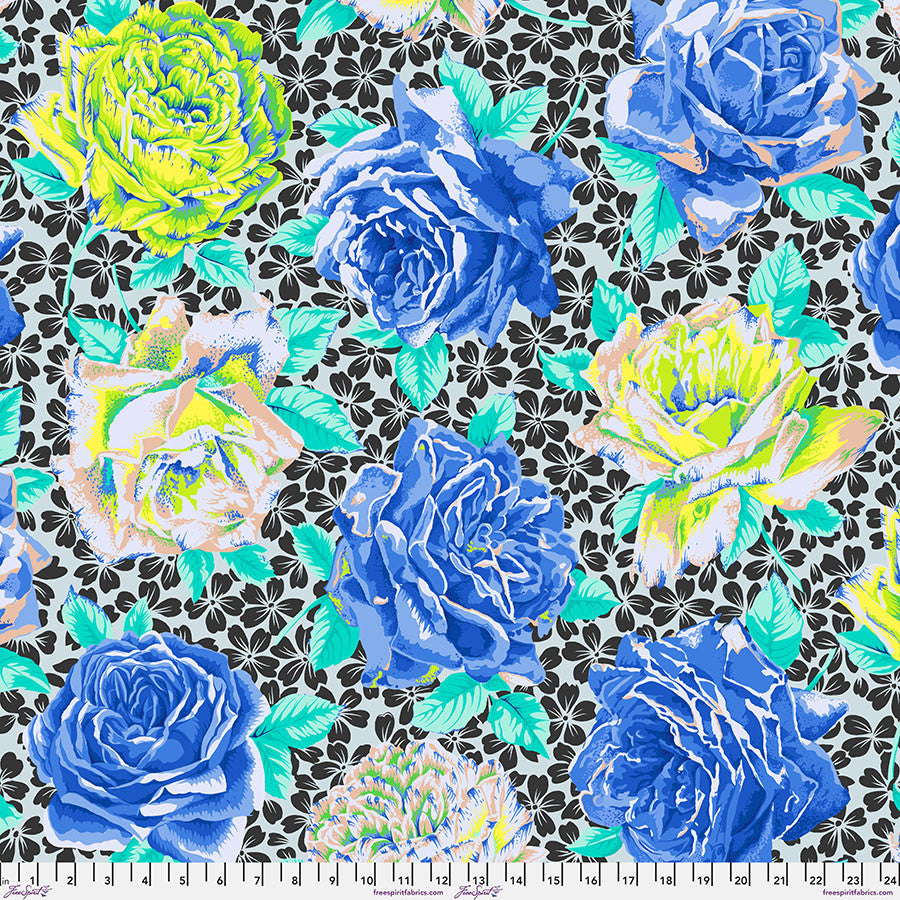 Rose Bloom BLUE Kaffe Fassett Collective Sold by the Half Yard