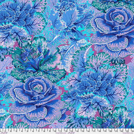 Curly Kale BLUE Philip Jacobs for Kaffe Fassett Collective Sold by the Half Yard