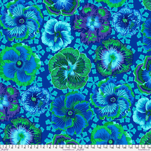 Floating Hibiscus BLUE Philip Jacobs for Kaffe Fassett Collective Sold by the Half Yard